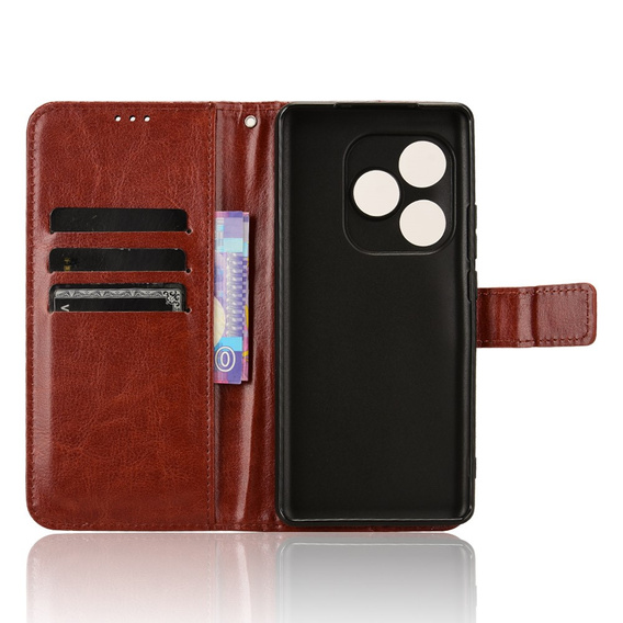 Etui z klapką do Realme GT 6 / 6T, Crazy Horse Wallet, brązowe