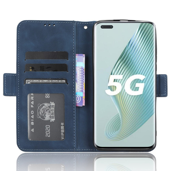 Etui z klapką do Honor Magic 5 Pro 5G, Card Slot, granatowe