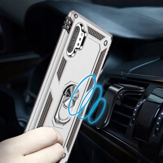 Etui pancerne do Samsung Galaxy Note 10+ Plus, Nox Case Ring, srebrne