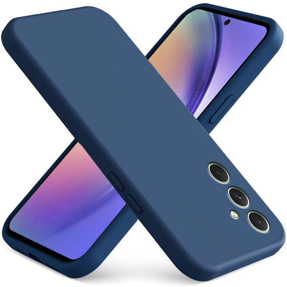 Zestaw Etui do Samsung Galaxy A54 5G, silicone lite, silikonowe, niebieskie + szkło