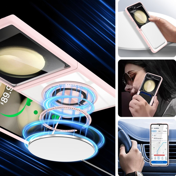 Etui do Samsung Galaxy Z Flip7 FE / Z Flip6, Corners Dropproof, do MagSafe, przezroczyste / różowe