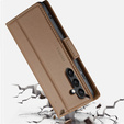 Etui do Samsung Galaxy S24, ERBORD Glossy Litchi, portfel z klapką, brązowe