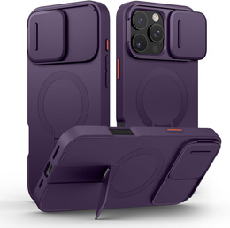 Magnetyczne etui ochronne SURITCH z osłoną aparatu i podstawką – do iPhone 16 Pro Max - fioletowe
