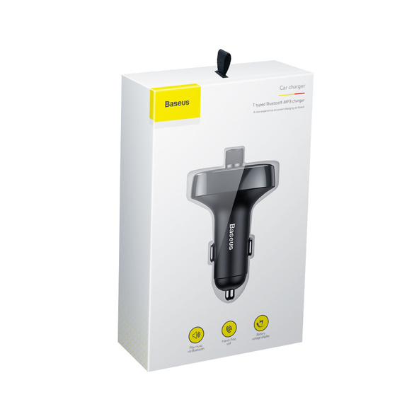 Baseus T‑Shaped S‑09 – transmiter FM i ładowarka samochodowa