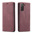 Etui CASEME do Samsung Galaxy S21 FE, Leather Wallet Case, czerwone