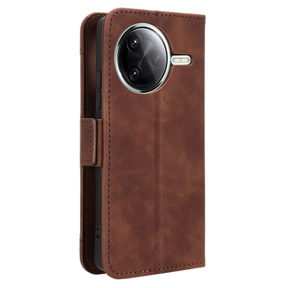 Etui z klapką do Xiaomi Poco F7 Ultra, Card Slot, brązowe