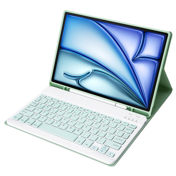 Etui z klawiaturą do iPad Air 11" 2025/2024 (7/6 gen.), Leather Pen Slot, jasnozielone