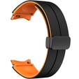 Pasek Silikonowy do Samsung Galaxy Watch 4/5/6 40/42/43/44/45/46/47mm, Czarny / Pomarańczowy