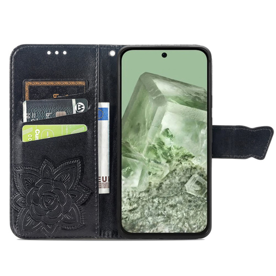 Etui z klapką do Google Pixel 8A, Butterfly, czarne