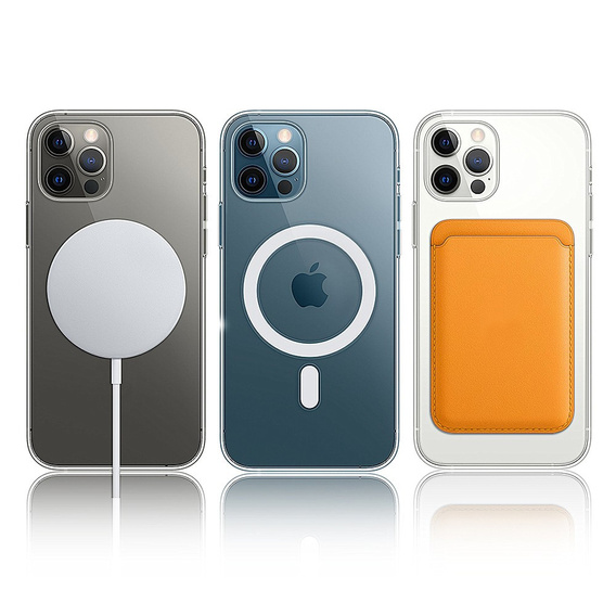 Etui do iPhone 16 Pro, do MagSafe, ERBORD Hybrid, przezroczyste + Szkło na ekran
