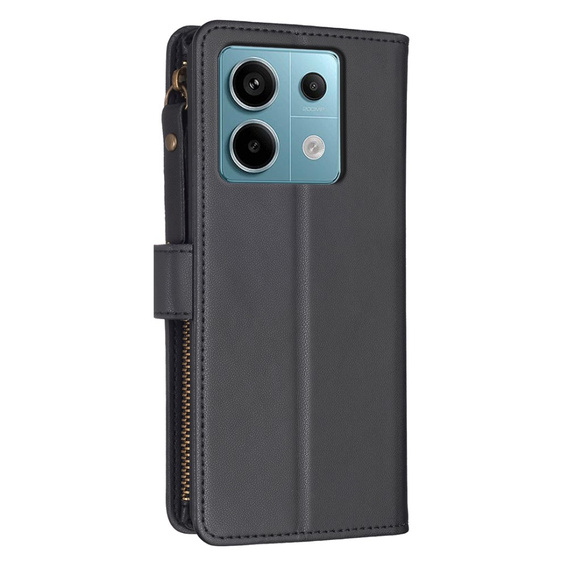 Etui z klapką do Xiaomi Redmi Note 13 Pro 4G / Xiaomi Redmi Note 14S / Xiaomi Poco M6 Pro 4G, Wallet Zipper Pocket, czarne