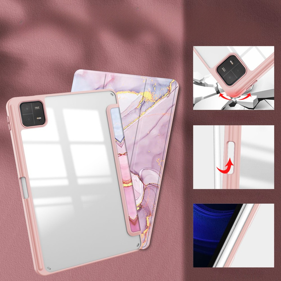 Etui Smartcase Hybrid do Xiaomi Pad 7 / 7 Pro, z miejscem na rysik – różowe Marble