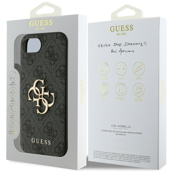 Etui GUESS do iPhone 16E, 4G Big Metal Logo, czarne