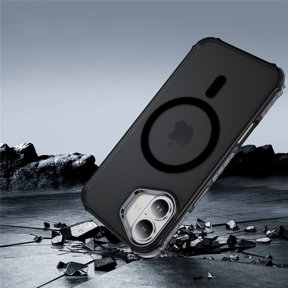 Etui Matt Case do iPhone 17, pancerne, do MagSafe, przydymione z czarnymi bokami