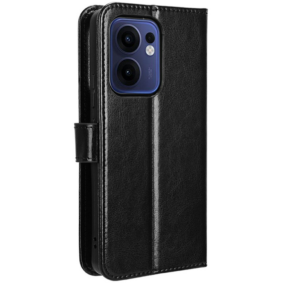 Etui z klapką do Oppo Reno 13F / Oppo Reno 13FS, Crazy Horse Wallet, czarne