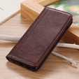 Etui do Iphone 16E, Wallet Litchi Leather, brązowe