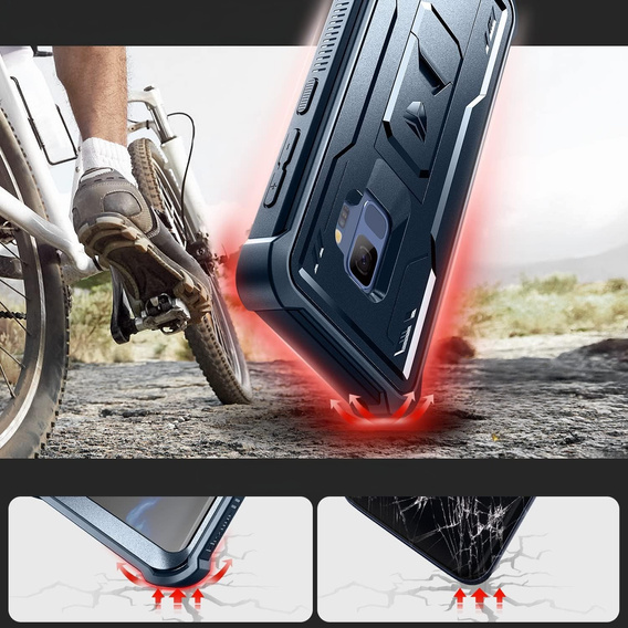 Etui pancerne do Samsung Galaxy S9, Dexnor Full Body, niebieskie