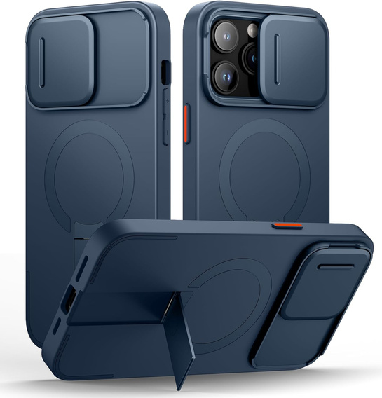 Magnetyczne etui ochronne SURITCH z podstawką i osłoną aparatu – do iPhone 14 Pro Max - niebieskie