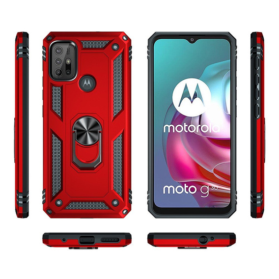 Etui pancerne do Motorola Moto G10/G30, Nox Case Ring, czerwone