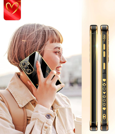 Etui do Samsung Galaxy A54 5G, Electro heart, czarne + 2x Szkło 9H