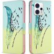 Etui z klapką do Motorola Moto G53 5G / G23 / G13, Wallet, Feather niebieskie / żółte