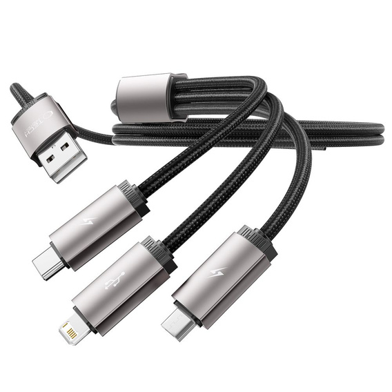 Tech-Protect Kabel UltraBoost 3w1 USB typ-C / microUSB / Lightning 3.5A/100cm, czarny