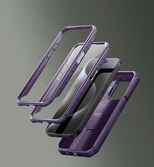 Etui Dexnor do iPhone 15 Pro – z MagSafe i osłoną aparatu - fioletowe