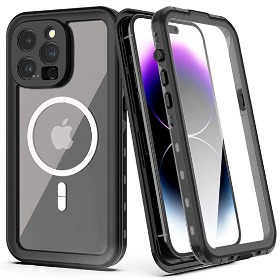 Etui wodoodporne do iPhone 14 Pro, Redpepper, do MagSafe, czarne