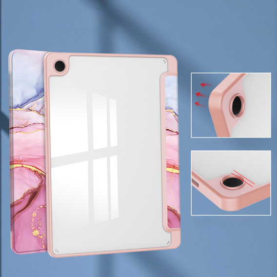 Etui Smartcase Hybrid do Samsung Galaxy Tab A9+, z miejscem na rysik – różowe Marble