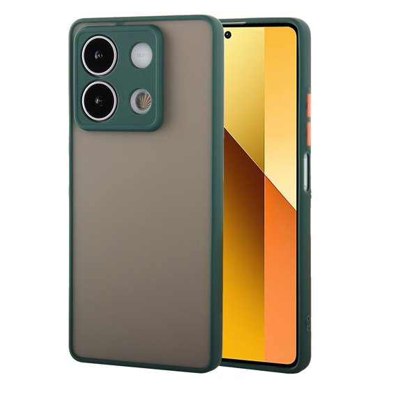 Etui silikonowe do Xiaomi Redmi Note 13 5G, z ochroną aparatu, przezroczyste / zielone + Szkło hartowane 9H