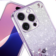 Etui do iPhone 16 Pro, Glitter Flower, fioletowe