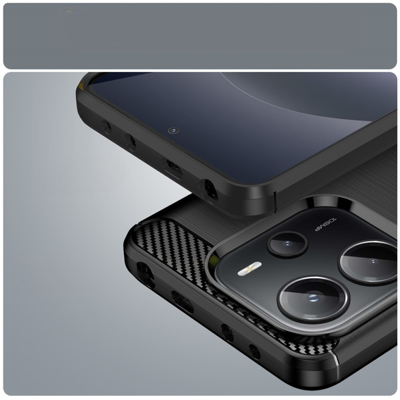 Etui z karbonową fakturą do Xiaomi Redmi Note 14 4G – smukła ochrona w nowoczesnym stylu - czarne