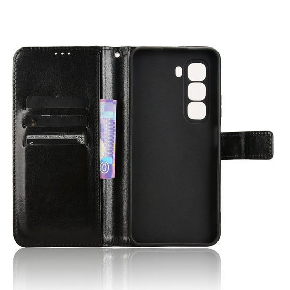 Etui z klapką do Infinix Hot 50 Pro+ 4G, Crazy Horse Wallet, czarne