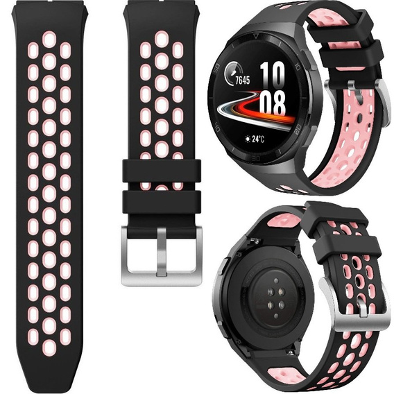 Pasek silikonowy do Huawei Watch GT 2e, Czarny / Różowy