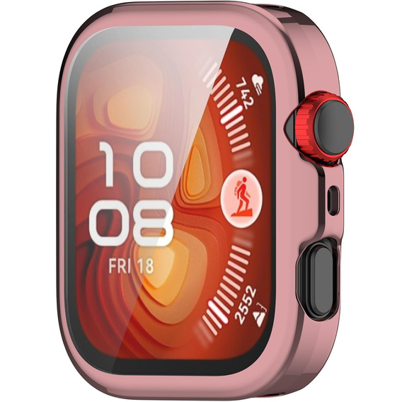 2w1 Etui silikonowe z osłoną ekranu do Huawei Watch Fit 4 – lekka ochrona wyświetlacza i boków - różowe