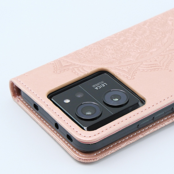 Etui z klapką do Xiaomi 13T / 13T Pro, Mandala, różowe rose gold