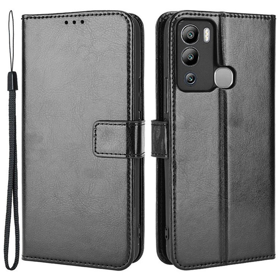 Etui z klapką do Infinix Hot 12i 4G, Crazy Horse Wallet, czarne