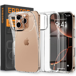 Etui do iPhone 16 Pro, ERBORD Slim, przezroczyste + Szkło 9H