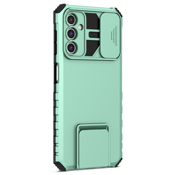 Etui pancerne do Samsung Galaxy A14 4G/5G, Camshield z podstawką, Zielone