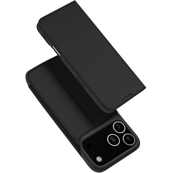 Etui Dux Ducis do iPhone 17 Pro Max, Skin Pro, z klapką, z miejscem na kartę, czarne