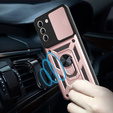 Etui pancerne do Samsung Galaxy S21 FE, CamShield Slide, różowe rose gold