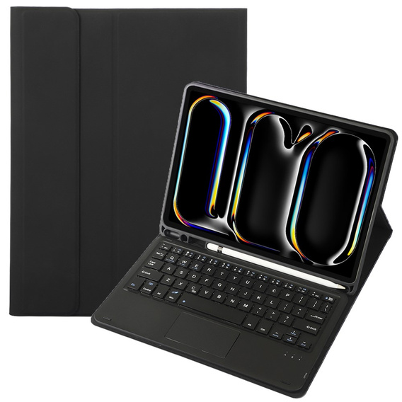 Etui z klawiaturą do iPad Pro 11" 2024 (5 gen.), Leather Pen Slot TouchPad, czarne