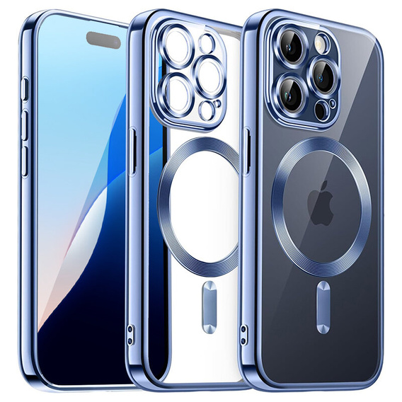 Etui do iPhone 16 Pro, Electro MagSafe, niebieskie + Szkło na ekran