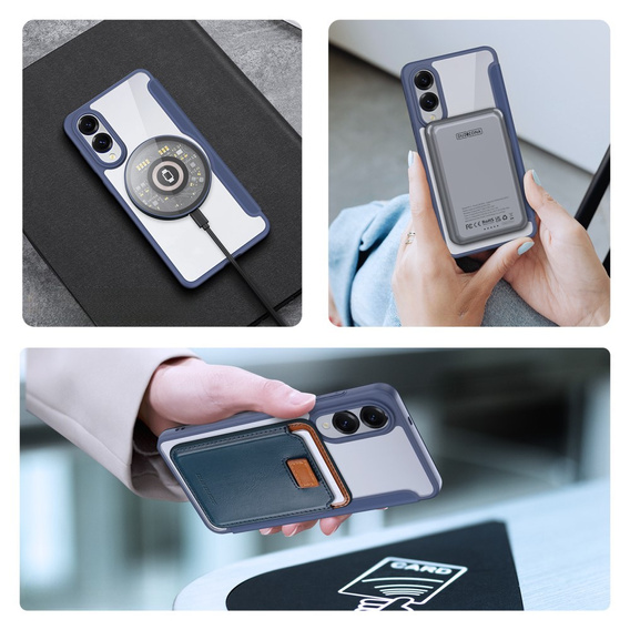 Etui Dux Ducis do Samsung Galaxy S25 Edge, Skin X Pro, MagSafe, granatowe