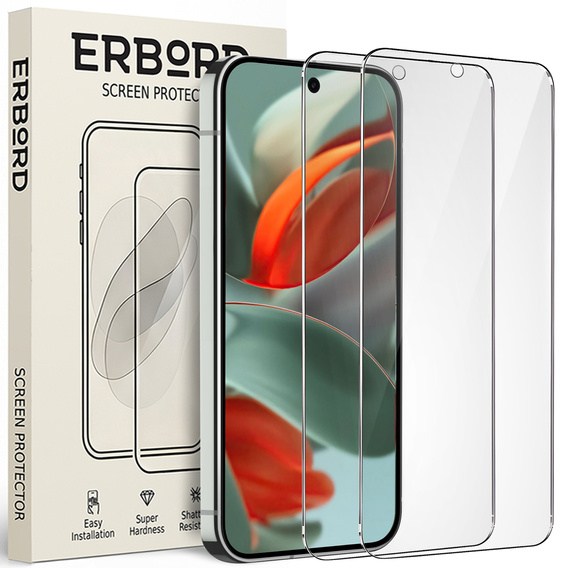 2x Szkło Hartowane ERBORD 9H Hard Glass do Google Pixel 9 / 9 Pro – codzienna ochrona w eleganckim wydaniu