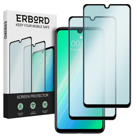 2x Szkło Hartowane do Xiaomi Redmi Note 7, ERBORD 3D pełne, szybka na cały ekran