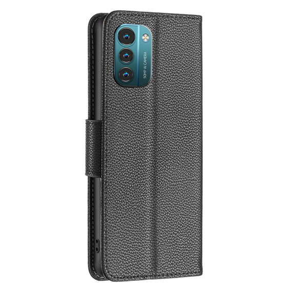Etui z klapką do Nokia G11 / G21, Litchi Wallet Case, czarne