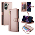 Etui z klapką do Xiaomi Poco X7 Pro 5G, Wallet Zipper Pocket, różowe