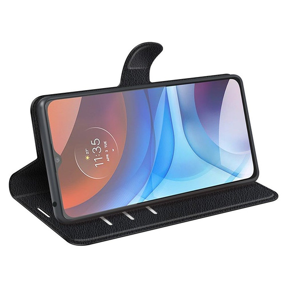 Etui z klapką do Motorola Moto E7 Power / E7i Power, Wallet Litchi Texture, czarne