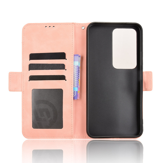 Etui z klapką do Xiaomi Redmi 15 5G / 4G, Card Slot, portfelowe, różowe